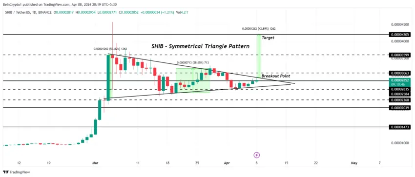 SHIB/USDT 1-day chart. 